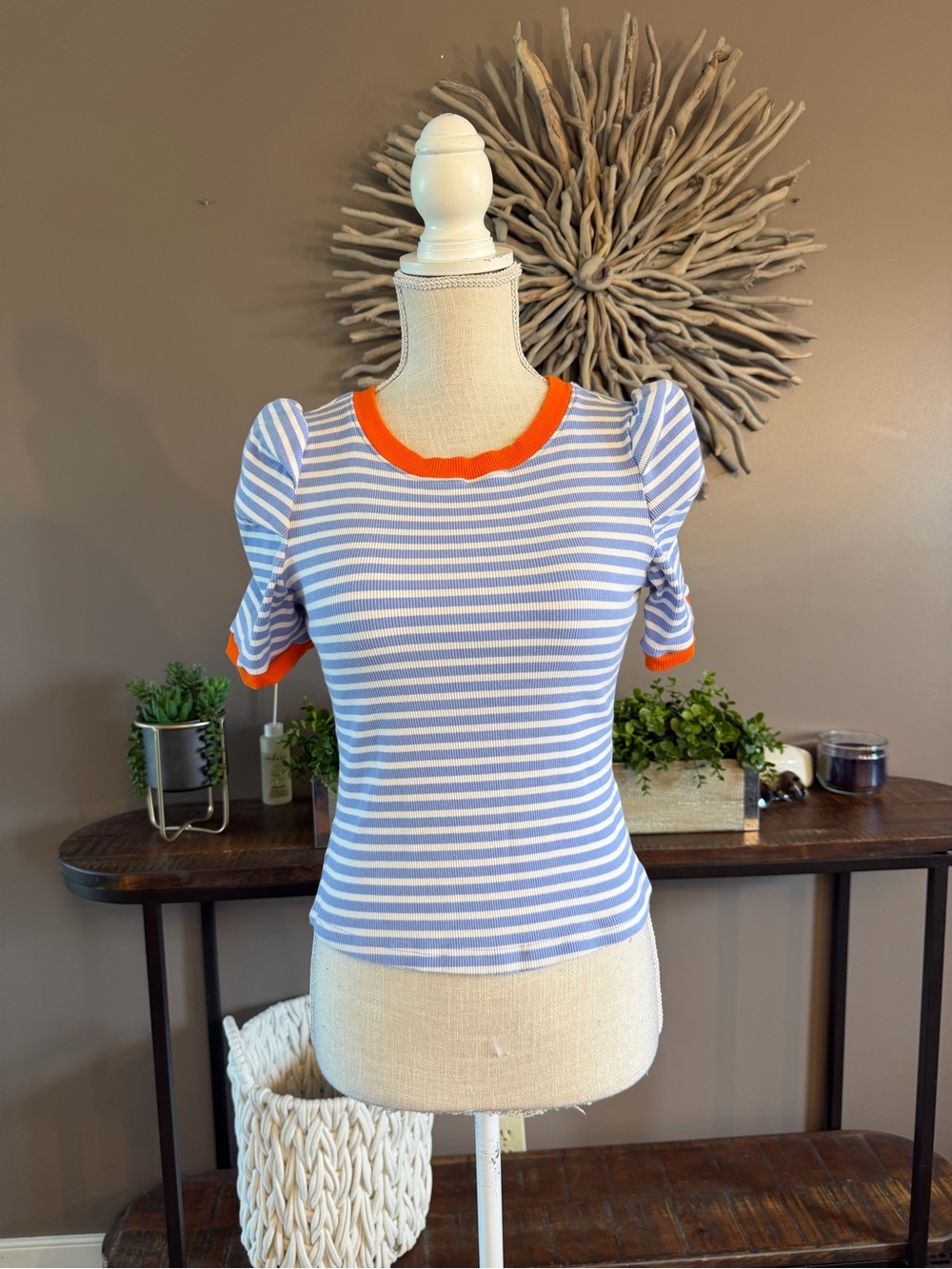 Anthropologie Maeve Striped Short Sleeve top